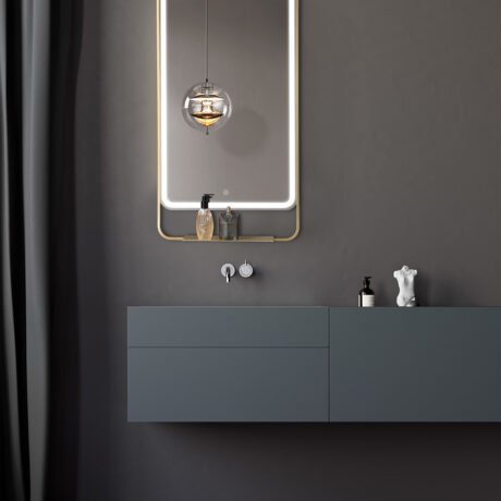 Curved Edge Gold LED Mirror