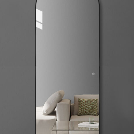 Arched Black LED Mirror