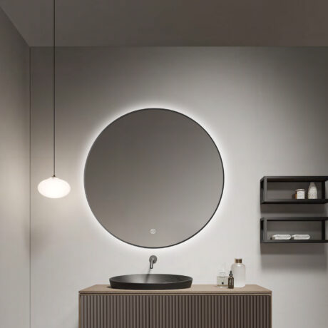 Round Black LED Mirror