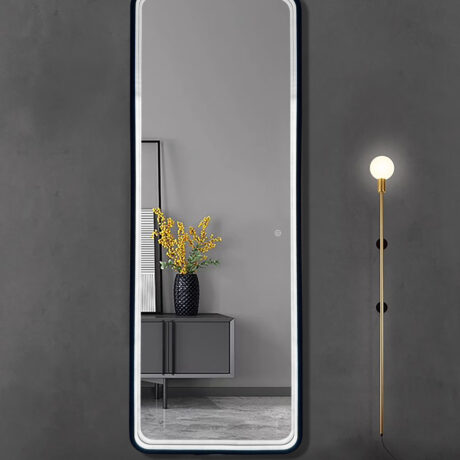 Tall Rectangular Black LED Mirror