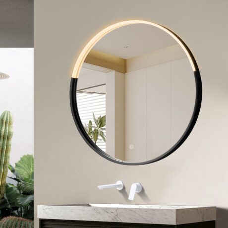 Round Black LED Mirror