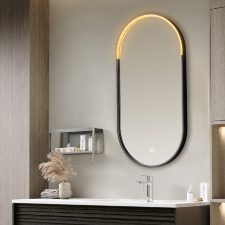 Oval Black LED Mirror